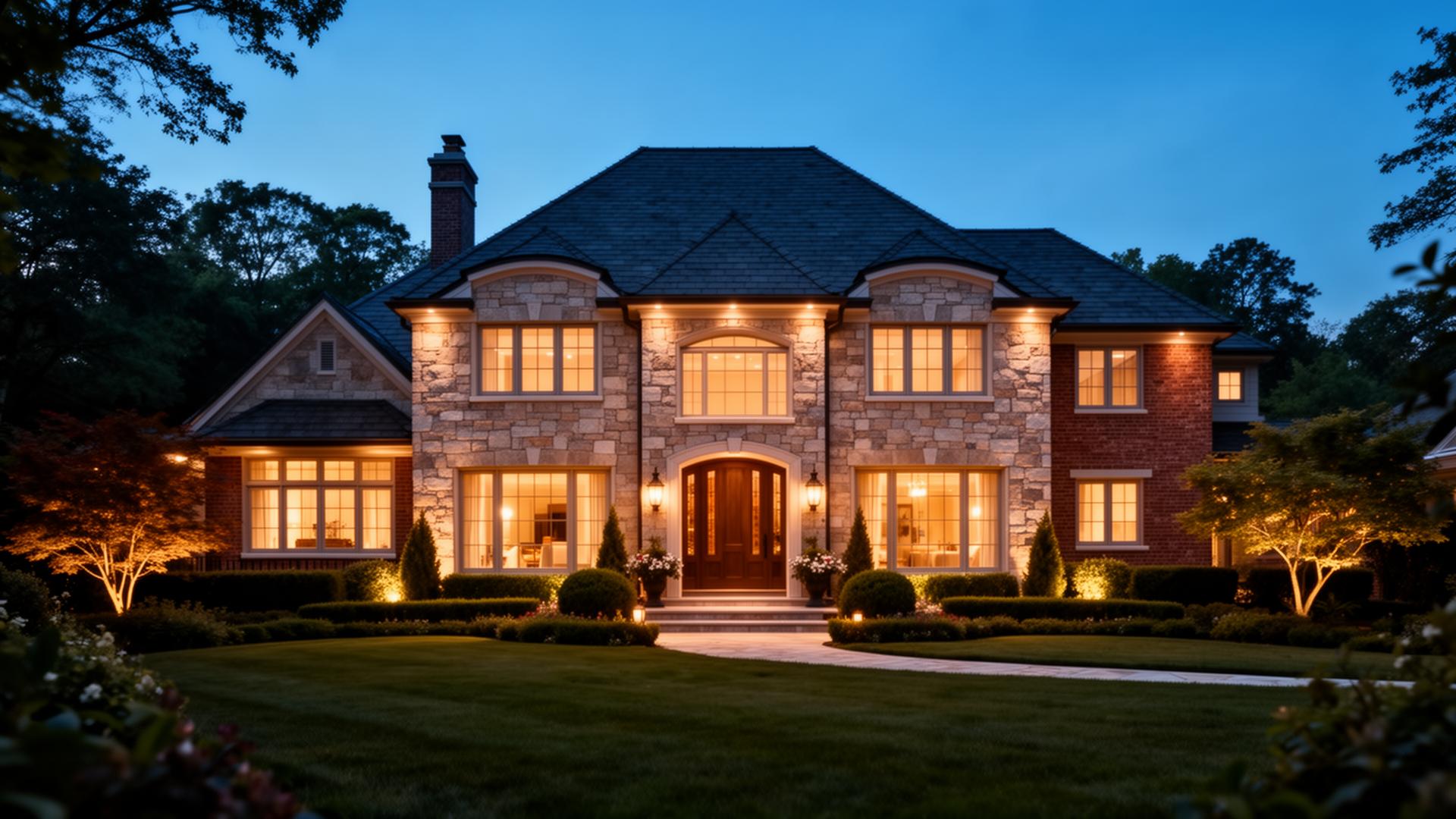 Luxury New Jersey home at twilight